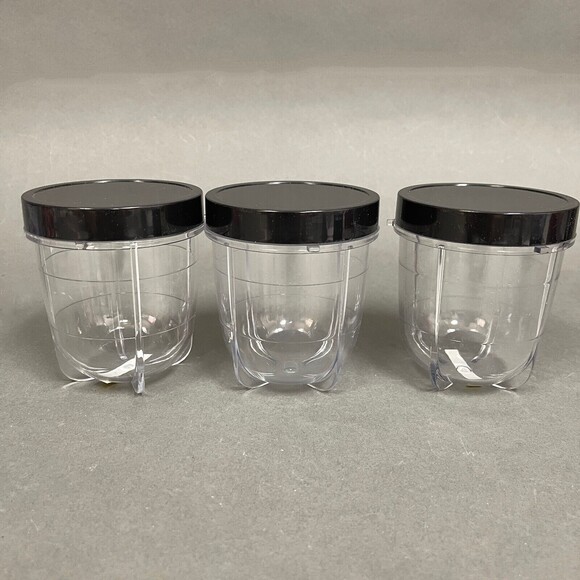 Magic Bullet Short Cups with Black Resealable Replacement Add-on Lot of 3 - Picture 1 of 5